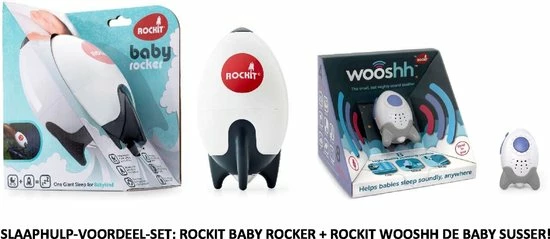 SLAAPHULP-VOORDEEL-SET | ROCKIT BABY ROCKER + ROCKIT WOOSHH DE BABY SUSSER | SLAAPTRAINER 3 SLAAPHULP-VOORDEEL-SET | ROCKIT BABY ROCKER + ROCKIT WOOSHH DE BABY SUSSER | SLAAPTRAINER