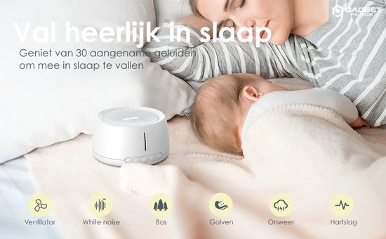 Gadgetplace White Noise Machine Met 30 Geluiden - Voor Baby & Volwassenen - 30 Geluidniveaus - Witte Ruis - Slaaphulp - Slaaptrainer - Slaap Geluidsmachine - Afbeelding 10