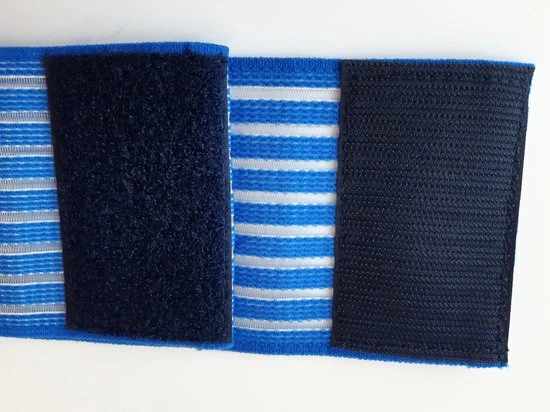 Merkloos Elastische Band - Elektrostimulatie - Elektrodebanden H=30mm X L=30cm, Kleur Blauw, Aan 1 Kant Klittenband, Per 2 Stuks - Afbeelding 2