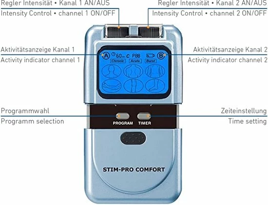 Axion - TENS-apparaat STIM-PRO Comfort - Voor Elektrodentherapie - 9 Vooringestelde Programma's - Afbeelding 3