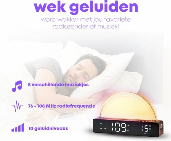 Boostiv Wake Up Light - Speaker Radio - Slaaphulpen - Wekkerradio - Nachtlampje - Digitale Wekker - Wekker - Radio's 8 Boostiv Wake Up Light - Speaker Radio - Slaaphulpen - Wekkerradio - Nachtlampje - Digitale Wekker - Wekker - Radio's - Afbeelding 6