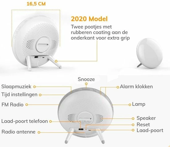 Lorem Wake Up Light Wekker Google Home Wekkerradio Nachtlampje Leeslamp – Zonsopkomst – Slaaptrainer – Smartphone – 2021 - Afbeelding 12