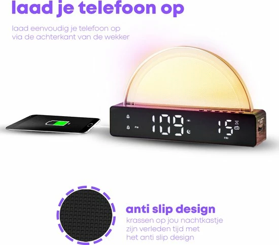 Boostiv Wake Up Light - Speaker Radio - Slaaphulpen - Wekkerradio - Nachtlampje - Digitale Wekker - Wekker - Radio's 11 Boostiv Wake Up Light - Speaker Radio - Slaaphulpen - Wekkerradio - Nachtlampje - Digitale Wekker - Wekker - Radio's - Afbeelding 9