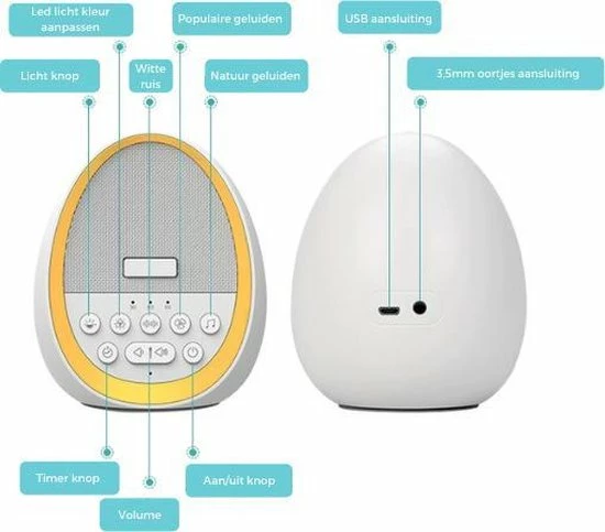 Merkloos Slaaphulp Om Slaapproblemen Te Verminderen - White Noise Machine Met Slaapmuziek Voor Een Goede Nachtrust - Wetenschappelijk Bewezen Slaaptherapie – Beter Slapen Met Witte Ruis – Slaap Tips Volwassenen/Baby - Afbeelding 6