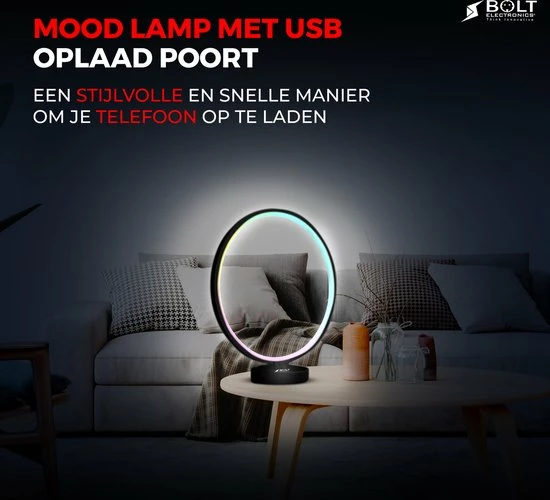 Bolt Electronics® Bolt Electronics ® Tafellamp – Moodlamp – Lichttherapielamp - Moodlight – Daglichtlamp – RGB Licht – Zwart - Afbeelding 11