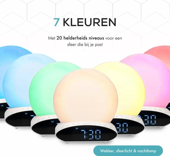 SoGoods - Wake Up Light - Wekkerradio Met Projectie - Lichtwekker - Slaaptrainer - Digitale Wekker - Afbeelding 4