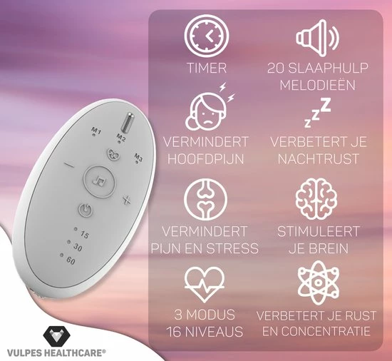Vulpes Goods Vulpes HealthCare? Sleep & Focus - Slaaphulp - Bevordering Melatonine, Serotonine En Enkefaline Aanmaak - Frequentietherapie En Elektrodentherapie - Verbetert Slaapkwaliteit En Tegen Depressie - 3 Modus En 16 Intensiteitsniveaus En 20 Melodie?n - Afbeelding 5