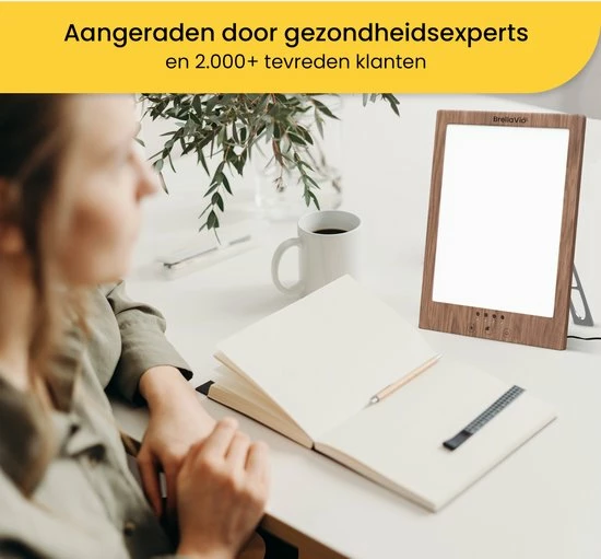 BrellaVio Happy Light Daglichtlamp - 12.000 LUX - LED Lichttherapie - Hout Kleur - Winterdepressie Bureaulamp - Daglicht Lamp - SAD Daylight Therapy - Hobby Lampen - Afbeelding 11