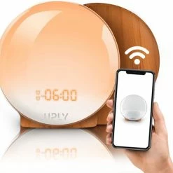 UPLY Wake Up Light - Licht Wekker - Wekker Radio - Smart Clock Met USB Oplaadpunt - WiFi - Google Home | Amazon Alexa