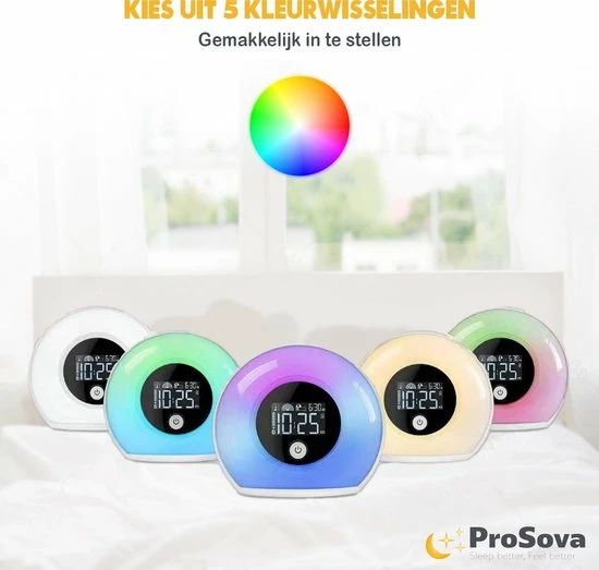 ProSova Wake Up Light Met Speaker - Slaaptrainer - Nachtlampje - Draadloos - + Gratis (E)-Slaapboek - Afbeelding 3