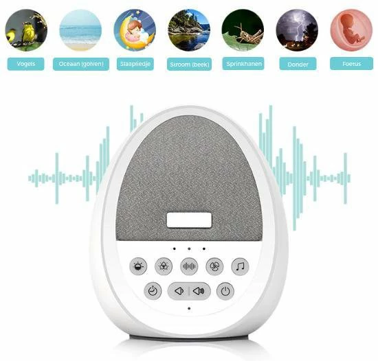 Merkloos Slaaphulp Om Slaapproblemen Te Verminderen - White Noise Machine Met Slaapmuziek Voor Een Goede Nachtrust - Wetenschappelijk Bewezen Slaaptherapie – Beter Slapen Met Witte Ruis – Slaap Tips Volwassenen/Baby