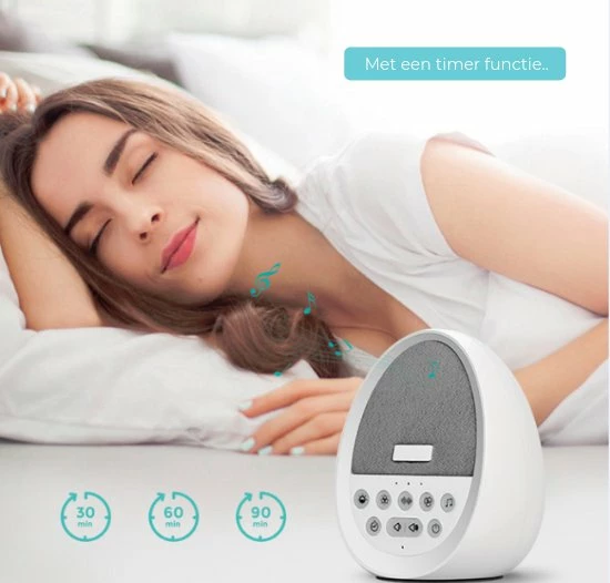 Merkloos Slaaphulp Om Slaapproblemen Te Verminderen - White Noise Machine Met Slaapmuziek Voor Een Goede Nachtrust - Wetenschappelijk Bewezen Slaaptherapie – Beter Slapen Met Witte Ruis – Slaap Tips Volwassenen/Baby - Afbeelding 3