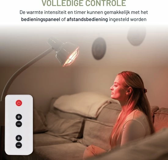 LIROMA® 300W Infraroodlamp - Hoogte Verstelbaar - Remote - Timer - Lichttherapie - Infraroodtherapie - Fibromyalgie - Pijnverlichting - Collageen Lamp - Rood Licht Therapie - Philips - Black Friday 2022 Deals - Afbeelding 4