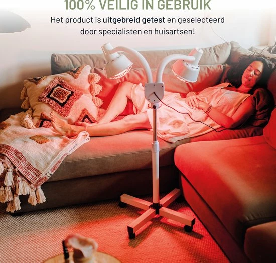 LIROMA? 600W Infraroodlamp - Hoogte Verstelbaar - Timer - Remote - Infraroodtherapie - Lichttherapie - Fibromyalgie - Pijnverlichting Spieren ? Collageen Lamp ? Warmtelamp - Rood Licht Therapie - Philips - Black Friday 2022 Deals - Afbeelding 3