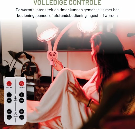 LIROMA? 600W Infraroodlamp - Hoogte Verstelbaar - Timer - Remote - Infraroodtherapie - Lichttherapie - Fibromyalgie - Pijnverlichting Spieren ? Collageen Lamp ? Warmtelamp - Rood Licht Therapie - Philips - Black Friday 2022 Deals - Afbeelding 8