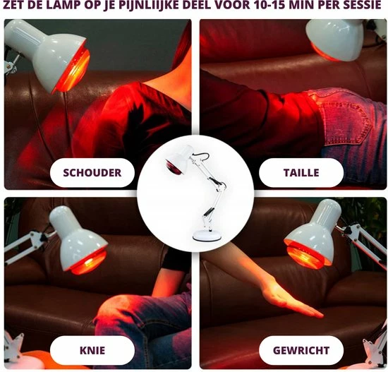 Thuys Infraroodlamp - Warmtelamp Verstelbaar- Infrarood Lampen Voor Spieren - Duurzame Hittelamp - 220V - 150W - Afbeelding 5