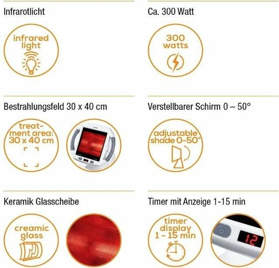 Beurer Infraroodlamp Therapie Voordelen Bij Verkoudheid Pijn Behandeling Staand Portbable Timer - Afbeelding 4
