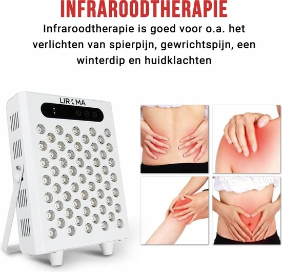 LIROMA? LED Infraroodlamp - 4 Golflengtes - Timer - Rood Licht Therapie - Collageen Lamp ? Bevordert Bloedcirculatie ? Fibromyalgie - Warmtelamp - Lichttherapie - Black Friday 2022 Deals - Afbeelding 8