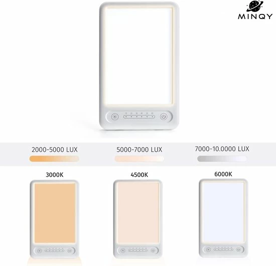 Daglichtlamp Lichttherapielamp Lichttherapie Energielamp - Winterdepressie - 2 Standen - 6500 10000 LUX - MINQY® - Afbeelding 3