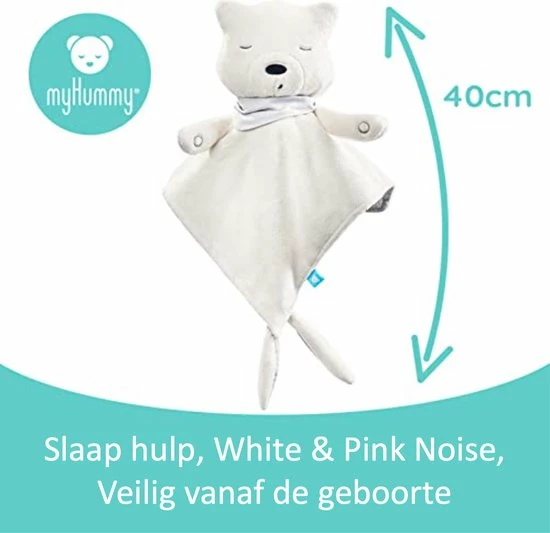 MyHummy® Doudou - Slaapsensor - Witte Ruis - Babyknuffel - Slaaphulp - Wit/Ecru - Afbeelding 3