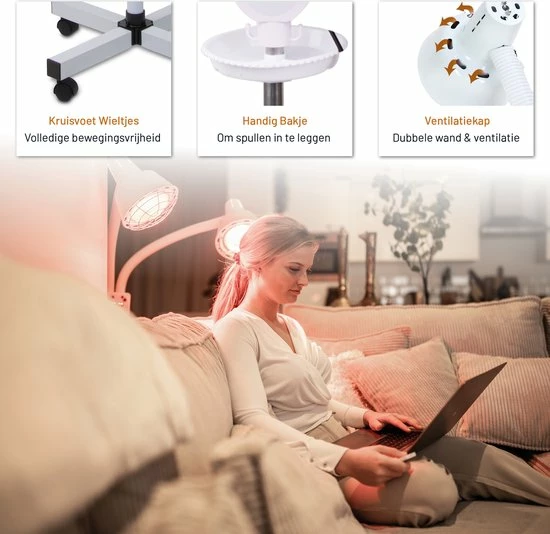 LIROMA? 600W Infraroodlamp - Hoogte Verstelbaar - Timer - Remote - Infraroodtherapie - Lichttherapie - Fibromyalgie - Pijnverlichting Spieren ? Collageen Lamp ? Warmtelamp - Rood Licht Therapie - Philips - Black Friday 2022 Deals - Afbeelding 13