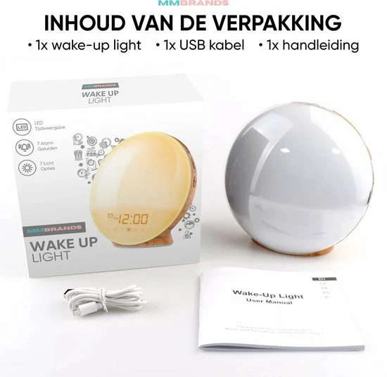 MM Brands Wake Up Light Wekker - Licht Wekker - Wekkerradio - Nachtlampje - 7 Kleuren - Afbeelding 6
