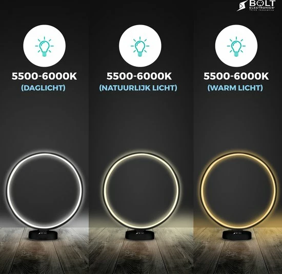 Bolt Electronics® Bolt Electronics ® Tafellamp – Moodlamp – Lichttherapielamp - Moodlight – Daglichtlamp – RGB Licht – Zwart - Afbeelding 7