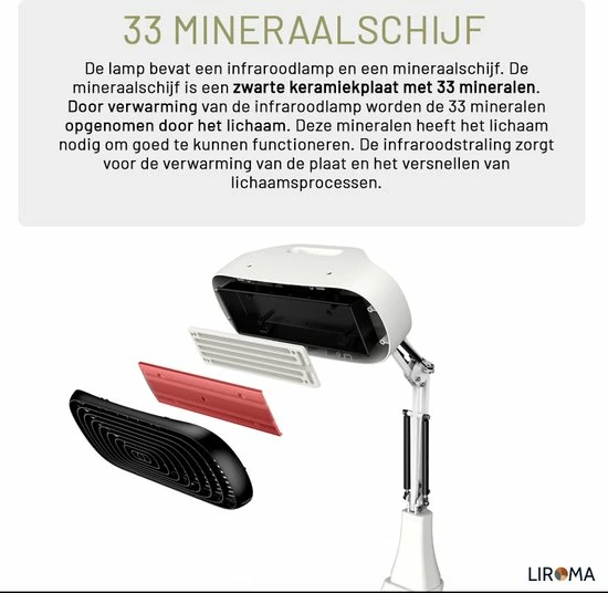 LIROMA? TDP Infraroodlamp 300W - Hoogte Verstelbaar - Timer - Mineraalschijf - Infraroodtherapie - Pijnverlichting ? Bloedcirculatieapparaat - Warmtelamp - Black Friday 2022 Deals - Afbeelding 3