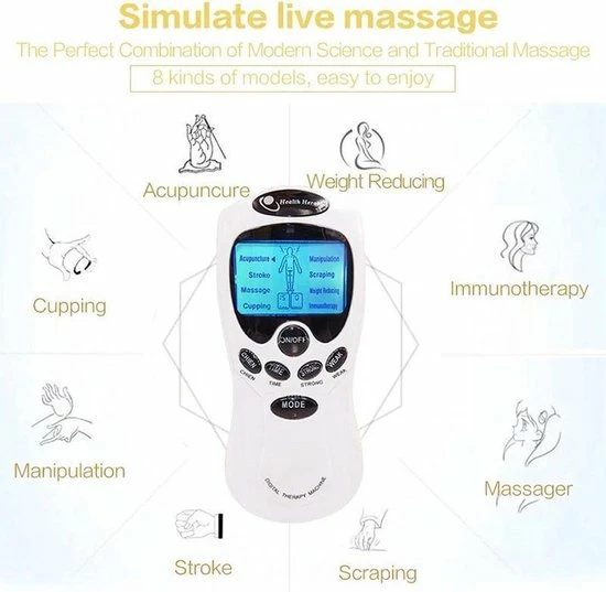 Genki Elektrodentherapie Massage ? 4 Elektroden Pads ? Electro Stimulator Voor Hele Lichaam ? Ontspannen Spieren En Stimulatie Bloedcirculatie - Afbeelding 3
