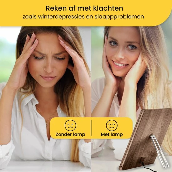 BrellaVio Happy Light Daglichtlamp - 12.000 LUX - LED Lichttherapie - Hout Kleur - Winterdepressie Bureaulamp - Daglicht Lamp - SAD Daylight Therapy - Hobby Lampen - Afbeelding 4