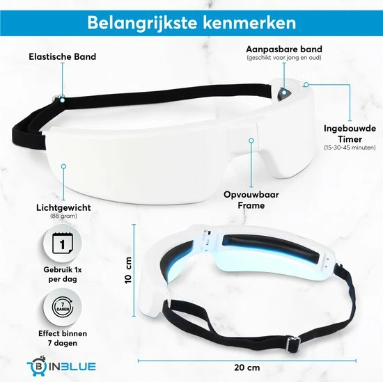 Inblue Lichttherapie Bril -Lichttherapiebril - Daglichtbril - Daglichtlamp - Daglicht Bril- Lichttherapielamp - SAD Daglichtbril - Zonlicht Lamp - SAD Lamp - Light Therapy Glasses - Blue Light Therapy - Afbeelding 6