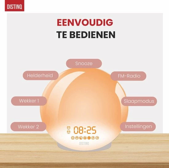 DistinQ Wake-Up Light ? Wekkerradio Met Dubbele Wektijd ? Slaaphulp Met USB Aansluiting - Grijs 6 DistinQ Wake-Up Light ? Wekkerradio Met Dubbele Wektijd ? Slaaphulp Met USB Aansluiting - Grijs - Afbeelding 4