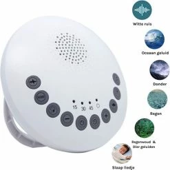 Merkloos White Noise Machine Baby – Slaaptrainer – Witte Ruis – Slaaphulp – Kinderen En Volwassenen – Incl. Timer – Muziekdoos – Slaap Geluidsmachine