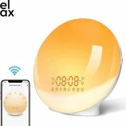 Elax Wake-up Light - Wekker Radio - Nachtlamp - Smarthphone App - Voice Control - Sunset Lamp
