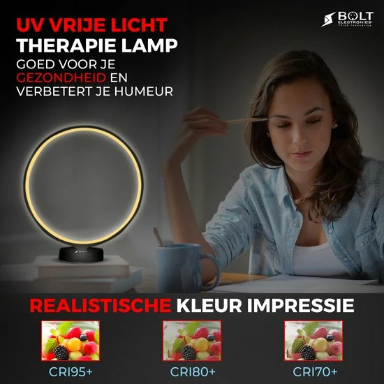 Bolt Electronics® Bolt Electronics ® Tafellamp – Moodlamp – Lichttherapielamp - Moodlight – Daglichtlamp – RGB Licht – Zwart - Afbeelding 5