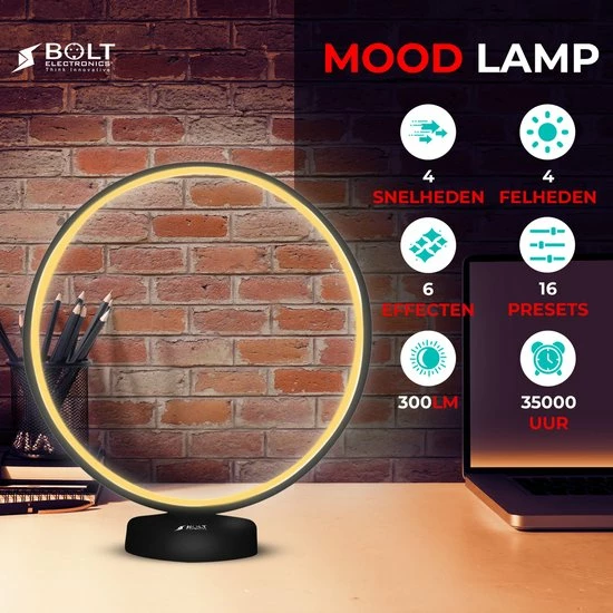 Bolt Electronics® Bolt Electronics ® Tafellamp – Moodlamp – Lichttherapielamp - Moodlight – Daglichtlamp – RGB Licht – Zwart - Afbeelding 12