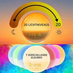 EzHome Wake-Up Light - Wekkerradio - Meerdere Wektijden - Snooze Functie - 8 Kleuren - USB Aansluiting -Beurer store 550x550 1238