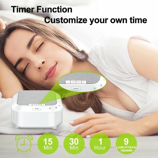 Zacro White Noise Machine- Met 28 Geluiden - Witte Ruis Machine - Slaap Geluidsmachine - Slaaphulp - Slaaptrainer - Voor Baby & Volwassenen - Wit - Afbeelding 4