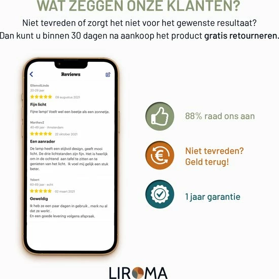 LIROMA® Daglichtlamp - Gratis Opberghoes - ⌀ 32 - 10.000 LUX - USB Poort - 3 Kleuren - Bureaulamp - Lichttherapielamp - Lichttherapie - Black Friday 2022 Deals - Afbeelding 13