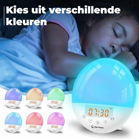 AyeSleep Wake Up Light ? Met App ? Wekkerradio ? Slaaptrainer - Alexa & Google Home - Afbeelding 3