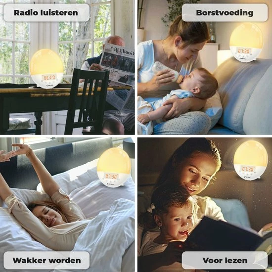 AyeSleep Wake Up Light ? Met App ? Wekkerradio ? Slaaptrainer - Alexa & Google Home - Afbeelding 6