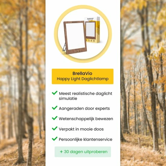 BrellaVio Happy Light Daglichtlamp - 12.000 LUX - LED Lichttherapie - Hout Kleur - Winterdepressie Bureaulamp - Daglicht Lamp - SAD Daylight Therapy - Hobby Lampen - Afbeelding 2