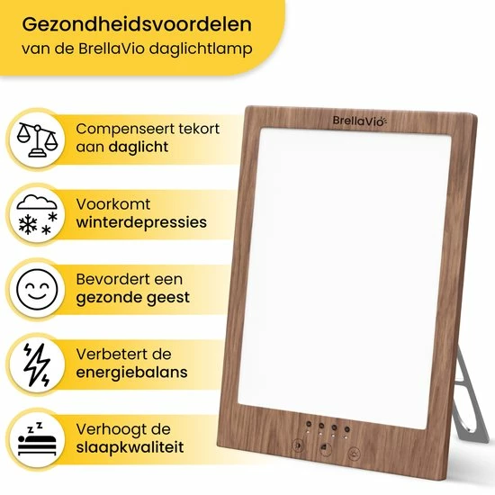 BrellaVio Happy Light Daglichtlamp - 12.000 LUX - LED Lichttherapie - Hout Kleur - Winterdepressie Bureaulamp - Daglicht Lamp - SAD Daylight Therapy - Hobby Lampen - Afbeelding 3