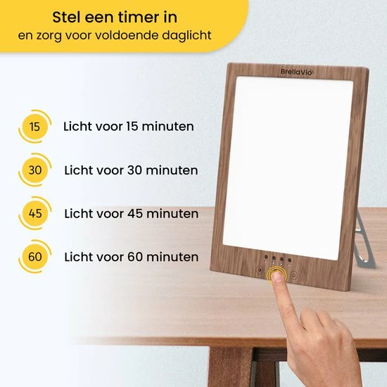 BrellaVio Happy Light Daglichtlamp - 12.000 LUX - LED Lichttherapie - Hout Kleur - Winterdepressie Bureaulamp - Daglicht Lamp - SAD Daylight Therapy - Hobby Lampen - Afbeelding 8
