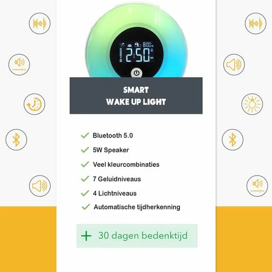 ProSova Wake Up Light Met Speaker - Slaaptrainer - Nachtlampje - Draadloos - + Gratis (E)-Slaapboek - Afbeelding 9