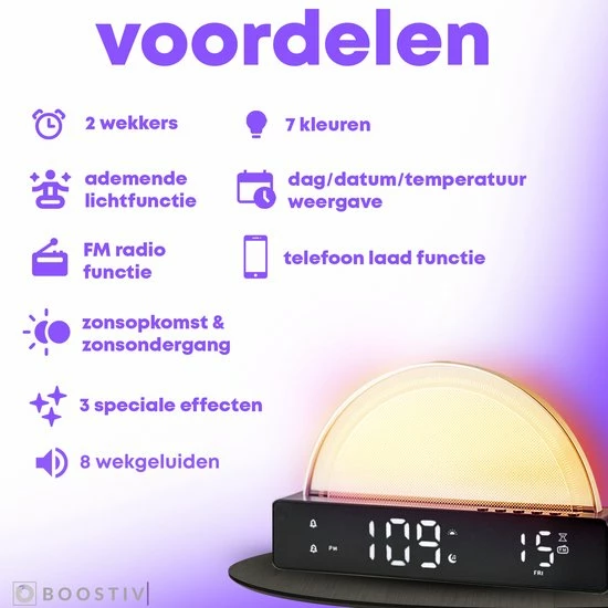 Boostiv Wake Up Light - Speaker Radio - Slaaphulpen - Wekkerradio - Nachtlampje - Digitale Wekker - Wekker - Radio's 15 Boostiv Wake Up Light - Speaker Radio - Slaaphulpen - Wekkerradio - Nachtlampje - Digitale Wekker - Wekker - Radio's - Afbeelding 13