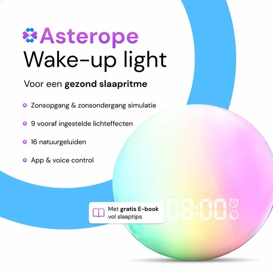 Superity? Superity - Wake Up Light Met Smart Control - Slaapwekker - Lichtwekker - Nachtlamp - Slaaptrainer - White Noise Functie - Afbeelding 2