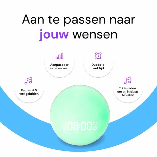 Superity? Superity - Wake Up Light Met Smart Control - Slaapwekker - Lichtwekker - Nachtlamp - Slaaptrainer - White Noise Functie - Afbeelding 6