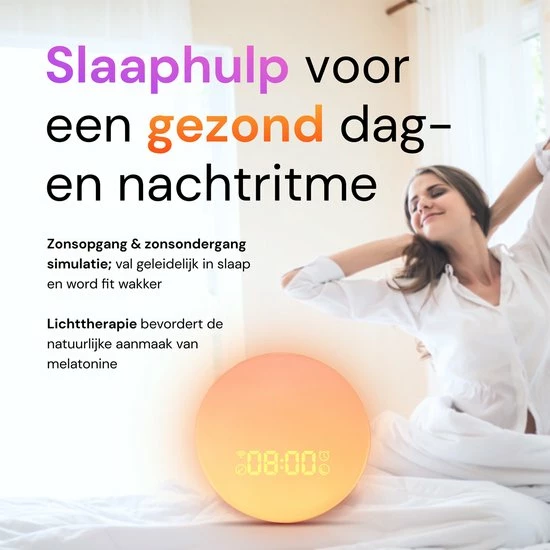 Superity? Superity - Wake Up Light Met Smart Control - Slaapwekker - Lichtwekker - Nachtlamp - Slaaptrainer - White Noise Functie - Afbeelding 9