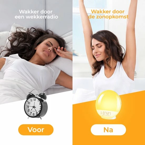 BrightLife Wake Up Light Wekker - Licht Wekker - Wekkerradio - 7 Kleuren - Afbeelding 2